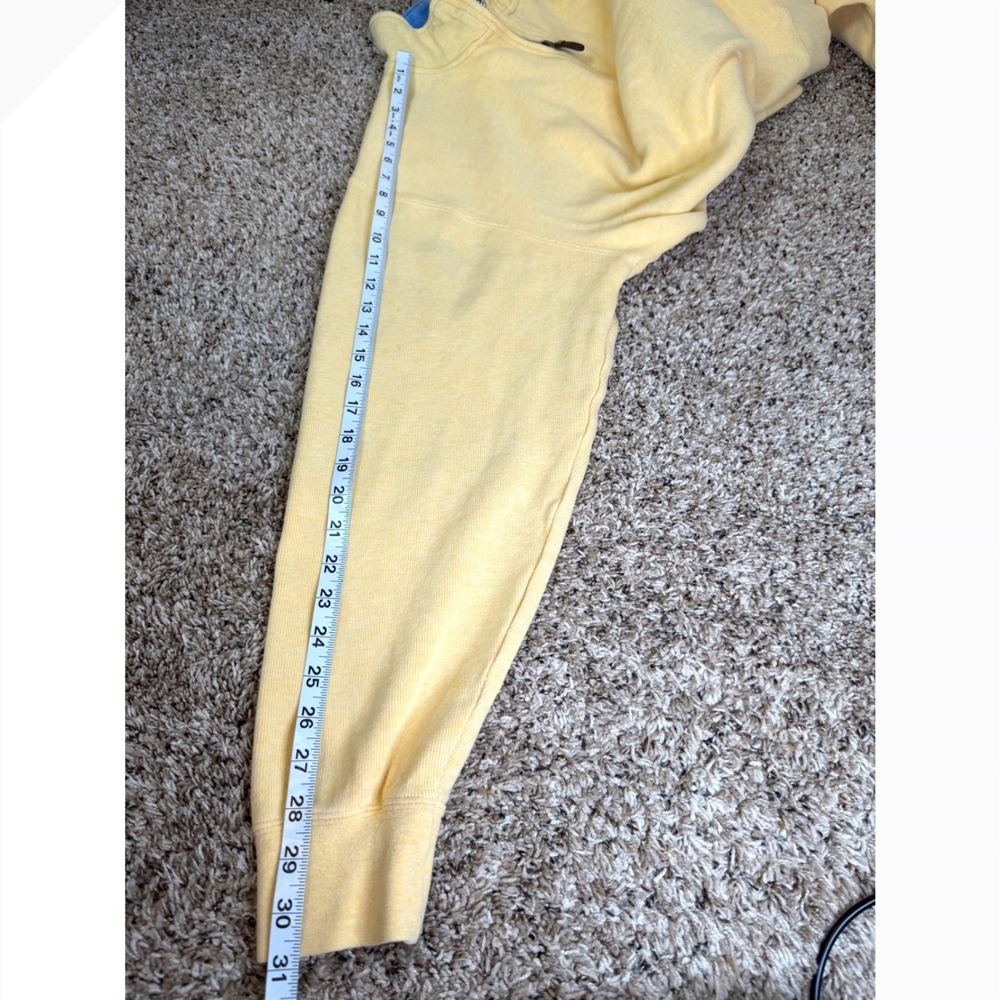 Orvis Mens 100% Cotton Quarter Zip Pullover Sweatshirt Yellow Blue RN 70534 - Picture 8 of 8